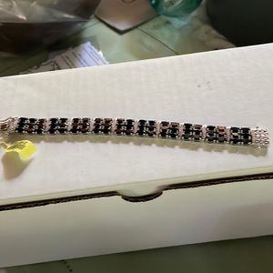 Platinum over silver black spinel 6.50 bracelet